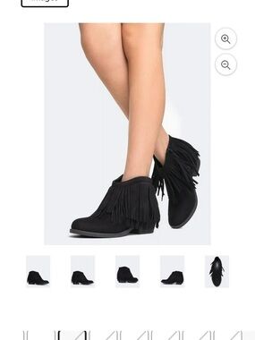 Adams Black Suede Fringe Ankle Boot